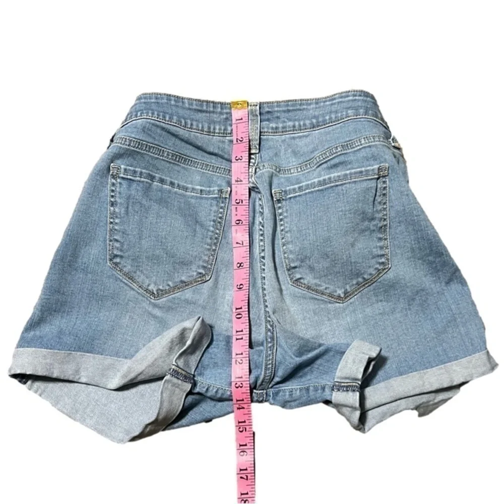 Arizona Denim Blue Jean Distressed Shorts Cuffed Hem Cotton Juniors Size 11